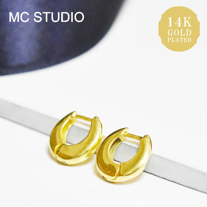 【再入荷】≪MC STUDIO≫ エムシースタジオ 極小 スモール フープ ピアス 中折れ ワンタッチ ゴールド Earrings (Gold) レディース ギフト ラッピング