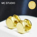 【待望の最新作】≪MC STUDIO≫ エムシースタジオ キューブ ボリューム フープ ピアス 中折れ ワンタッチ ゴールド Earrings (Gold) レディース ギフト ラッピング