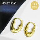 【待望の最新作】≪MC STUDIO≫ エムシースタジオ ウェーブ オーバル フープ ピアス 中折れ ワンタッチ ゴールド Earrings (Gold) レディース ギフト ラッピング