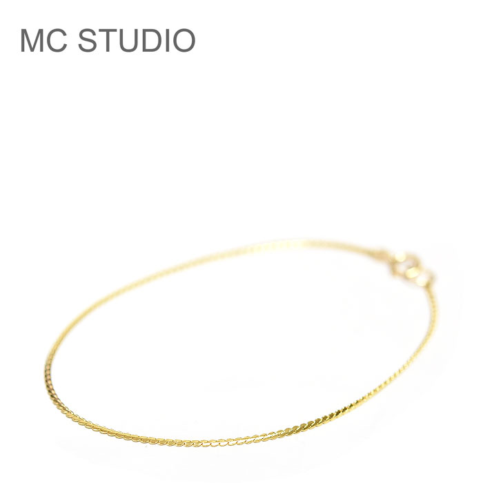 【待望の最新作】≪MC STUDIO≫ エムシースタジオ華奢 細め スネーク チェーン ゴールド ブレスレット SV925 Snake Chain Bracel...