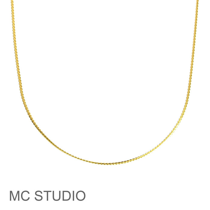 ≪MC STUDIO≫ エムシースタジオ 約41cm 華奢 極細 スネーク チェーン ゴールド ネックレス Vermeil バーメイル Snake Chain Necklace (Gold)