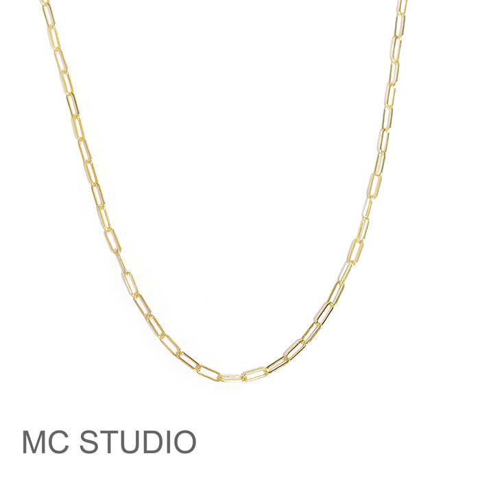 Rakuten - 【再入荷】≪MC STUDIO≫ エムシースタジオ 約38cm 長方形 楕円 レクタングル 極細 華奢 チェーン ゴールド ネックレス Tiny Rectangle Chain Necklace (Gold) レディース ギフト ラッピング