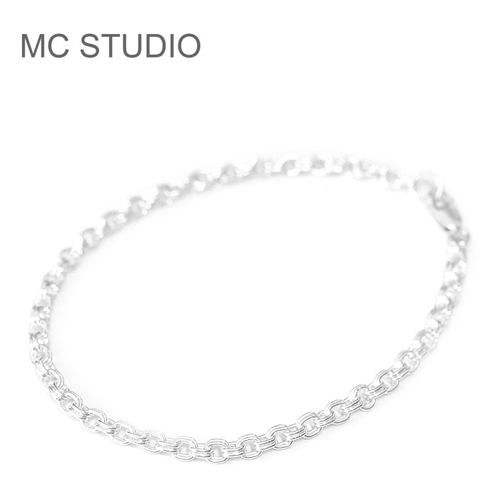 【待望の最新作】≪MC STUDIO≫ エムシースタジオダブル サークル 丸 チェーン シルバー ブレスレット W Circle Chain Bracelet (Silver) レディース ギフト ラッピング