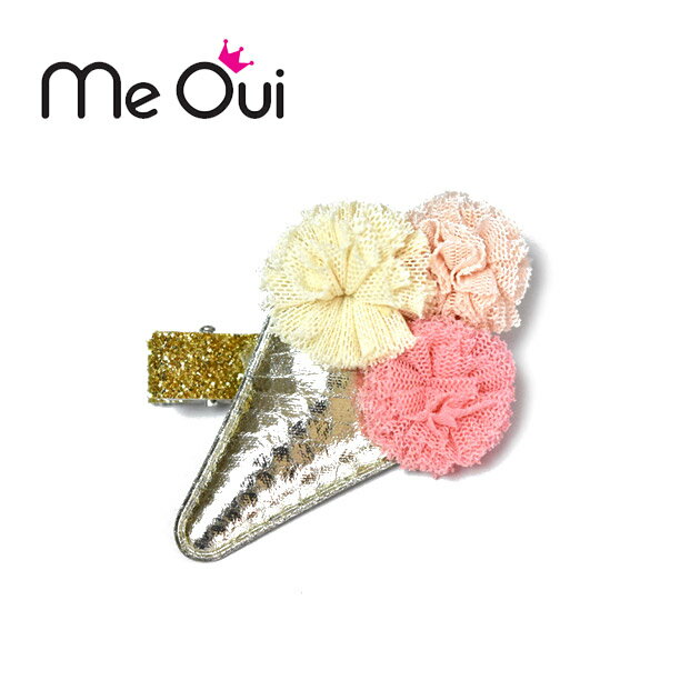 【楽天スーパーセール 20％OFF】≪Me Oui≫ ミー ウィー アイスクリーム レース ポンポン ヘアアクセサリー ヘアクリップ ICE CREAM HAIR CLIP PINK 子供 女の子 ベビー キッズ プレゼント