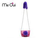 ≪Me Oui≫ ミー ウィー パープル ファー ボール チェーン ショルダー バッグ ピンク FUR BALL MINI CROSSBODY PINK 子供 ...