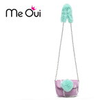 ≪Me Oui≫ ミー ウィー ミントグリーン ファー ボール チェーン ショルダー バッグ パープル FUR BALL MINI CROSSBODY PURPLE 子供 女の子 ベビー キッズ