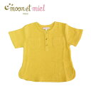 【1歳半/2歳/3歳/4歳】≪moon et miel≫ ムーン エ ミエル 半袖 シャツ ヘンリーネック 胸ポケット コットン イエロー （Lemon Curry） 子供 ベビー キッズ プレゼント