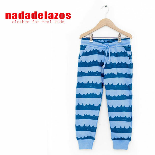 ≪nadadelazos≫ ナダデラゾス スウェット トレーナー パンツ 波 ウェーブ パターン ボトムス Sea Waves In Blue 子供 男の子 女の子 キッズ 2歳 3歳 4歳 90 100 110