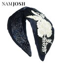 【待望の最新作】≪NAMJOSH≫ ナムジョシュ 黄緑 ブルー 青色 グリーン ストライプ ボーダー 花柄 太い 幅広 極太 ターバン カチューシャ ヘアバンド エスニック アジアン Scarf Headband レディース ギフト ラッピング