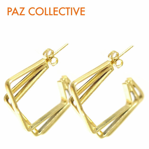 yēׁzPAZ COLLECTIVE pY RNeBu gv lp XNGA t[v sAX S[h Vermeil Triple Quadrado Earrings (Gold)fB[X Mtg bsO