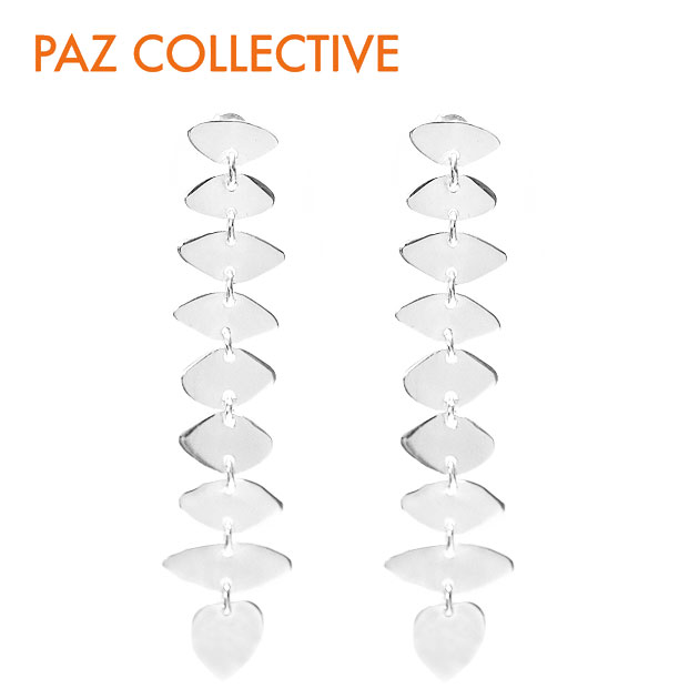 ≪PAZ COLLECTIVE≫ パズ コレクティブ フラット シルバー プレート ロング ピアス Earrings (Silver)レディース ギフト ラッピング