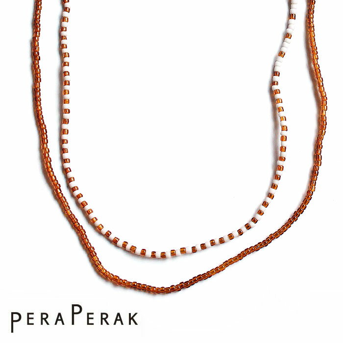 PERAPERAK yybN {w~A uE F }bg  zCg r[Y 3WAY lbNX uXbg O Bead Necklace (Brown/White) fB[X