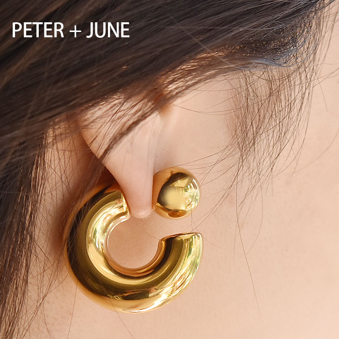 ≪PETER＋JUNE≫ ピーターアンドジュン ボール ボリューム フープ バックキャッチ ピアス ステンレス ゴールド仕上げ Preorder Earrings (Gold) レディース ギフト ラッピング