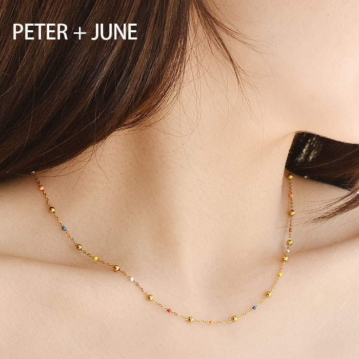 Rakuten - 【待望の最新作】≪PETER＋JUNE≫ ピーターアンドジュン 小粒 カラフル ネックレス ステンレス ゴールド仕上げ Dippin Dots Necklace (Gold) レディース ギフト ラッピング