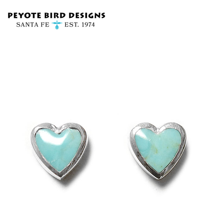 【再入荷】≪PEYOTE BIRD DESIGNS≫ ペヨテバード デザイン 天然石 ターコイズ シルバー ハート モチーフ シルバー スタッズ ピアス SV925 Turquoise Earrings (Silver) レディース ギフト ラッピング