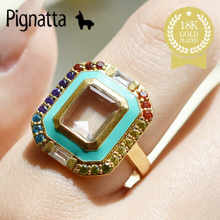 ≪Pignatta≫ ピニャッタ カラフル ビジュー ジルコン ハイドロストーン ゴールド リング Willow Ring レディース ギフト ラッピング