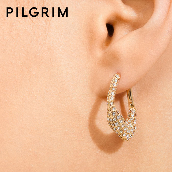 【待望の最新作】≪PILGRIM≫ ピルグリム ニュアンス 小粒 ビジュー プレシオサ クリスタル フープ ピアス ゴールド FENIX HOOP Earrings (Gold) レディース ギフト ラッピング