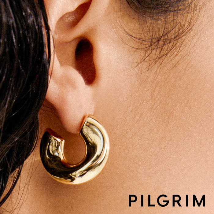 金 - 【待望の最新作】≪PILGRIM≫ ピルグリム ぽってり ぷっくり ラージ ニュアンス フープ ピアス ゴールド JENNINGS Earrings (Gold) レディース ギフト ラッピング