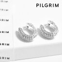 【待望の最新作】≪PILGRIM≫ ピルグリム 小粒 ビジュー プレシオサ クリスタル 幅広 フープ ピアス シルバー LONA HOOP Earrings (Gold) レディース ギフト ラッピング