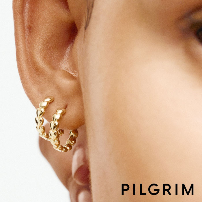 【待望の最新作】≪PILGRIM≫ ピルグリム ハート 小さめ フープ ピアス 中折れ ゴールド Maeve Earrings (Gold) レディース ギフト ラッピング