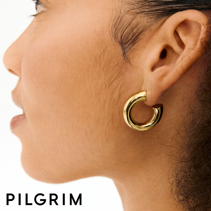 【待望の最新作】≪PILGRIM≫ ピルグリム ぷっくり ラージ フープ ピアス ゴールド PHASE Earrings (Gold) レディース ギフト ラッピング