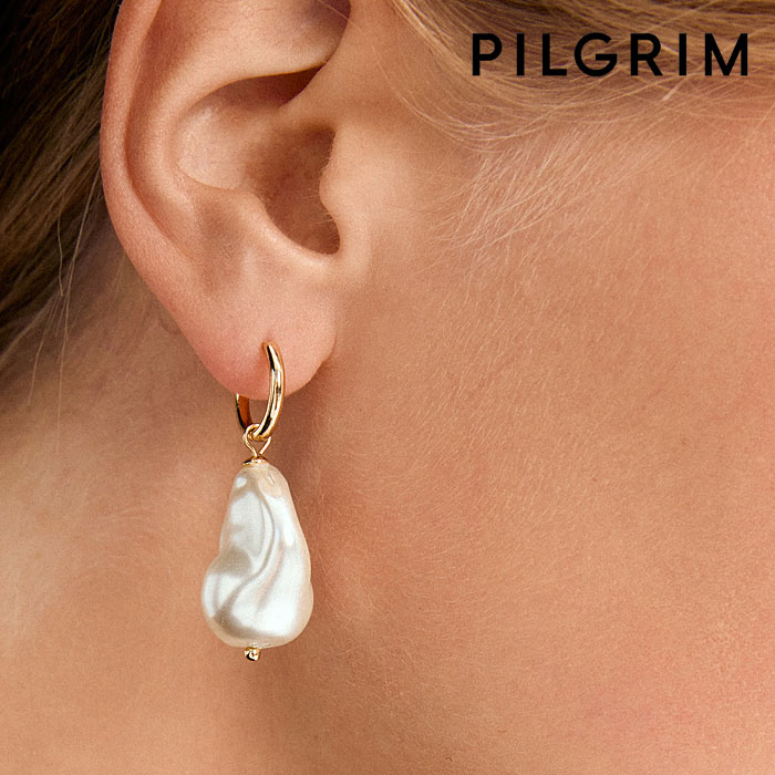 Rakuten - 【待望の最新作】≪PILGRIM≫ ピルグリム 2WAY バロックパール エコパール 大粒 フープ ピアス ゴールド RADLEY Earrings (Gold) レディース ギフト ラッピング