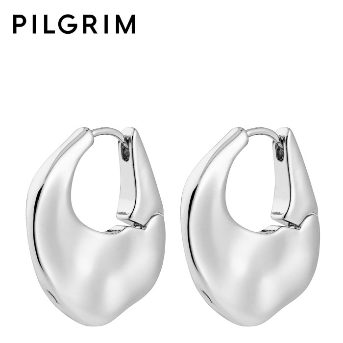 Rakuten - 【待望の最新作】≪PILGRIM≫ ピルグリム ニュアンス プレート フープ ピアス 中折れ ワンタッチ シルバー SENSE Earrings (Silver) レディース ギフト ラッピング