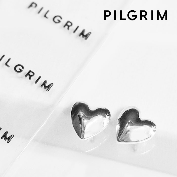 【再入荷】≪PILGRIM≫ ピルグリム ぷっくり ハート モチーフ スタッズ ピアス シルバー バレエコア SHOPIA Earrings (Silver) レディース ギフト ラッピング