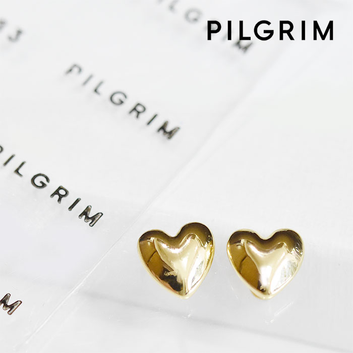 ハート 【待望の最新作】≪PILGRIM≫ ピルグリム ぷっくり ハート モチーフ スタッズ ピアス ゴールド SHOPIA Earrings (Gold) レディース ギフト ラッピング