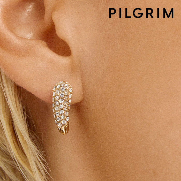 【待望の最新作】≪PILGRIM≫ ピルグリム ハート 三角 トライアングル 小粒 ビジュー プレシオサ クリスタル フープ ピアス ゴールド SOUL HOOP Earrings (Gold) レディース ギフト ラッピング