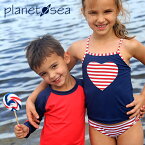 【1歳/1歳6ヶ月/2歳/4歳】≪Planet Sea≫ プラネット・シーハート ボーダー セパレート 子供水着 レッド ブルー 赤 青 マリン (Nautical Gang) 子供 女の子 ベビー