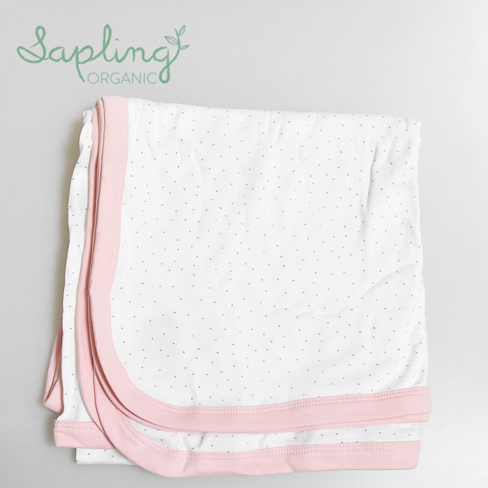 ≪Sapring Child≫ サプリング チャイルド オーガニックコットン 綿 カットソー 素材 おくるみ タオルケット シーツ 水玉 ドット 総柄 プリント ピンク おしゃれ ベビー キッズ
