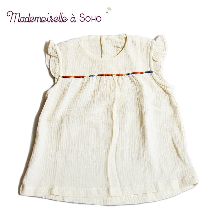 Rakuten - ≪Mademoiselle a Soho≫ マドモアゼル ア ソーホー カットソー ノースリーブ フリル 綿 コットン ラッフル 白 ホワイト Dorothy Dress 2歳 3歳 4歳 5歳 6歳 90 100 110 120 130