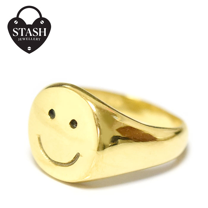 Rakuten - 【待望の最新作】≪STASH JEWELLERY≫ スタッシュジュエリー スマイル 刻印 ゴールド リング Smiley RING (Gold) レディース ギフト ラッピング