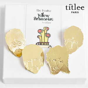 【再入荷】≪titlee≫ ティトリー ビートルズ メンバー 4人 セット 音楽 イエローサブマリン ボックスつき ブローチ ピン チャーム SET OF 4 LAPEL PINS THE FAB FOUR X YELLOW SUBMARINE (Gold)