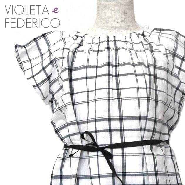 【2歳/4歳】≪Violeta e Federico≫ ヴィオレタ エ フェデリコ チェック 柄 ワンピース ホワイト ブラックDRESS NANCY ERA BLACK ベビー キッズ 女の子