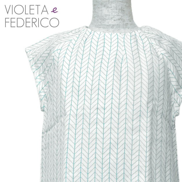 ≪Violeta e Federico≫ ヴィオレタ エ フェデリコ 配色 総柄 後ろボタン ワンピース グリーン グレーDRESS TASHA IGA GREEN ベビー キッズ