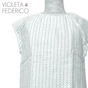 ≪Violeta e Federico≫ ヴィオレタ エ フェデリコ 配色 総柄 後ろボタン ワンピース グリーン グレーDRESS TASHA IGA GREEN ベビー キッズ