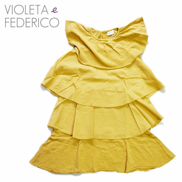 ≪Violeta e Federico≫ ヴィオレタ エ フェデリコ 無地 ワンピース フリル イエローDRESS Bubble Quad Paja(Yellow) ベビー キッズ 女の子 3歳 4歳 5歳 6歳 100 110 120 130