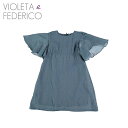 ≪Violeta e Federico≫ ヴィオレタ エ フェデリコ 無地 ワンピース ブルー DRESS Capa Quad Paja(Blue) 子供 女の子 キッズ 4歳 110