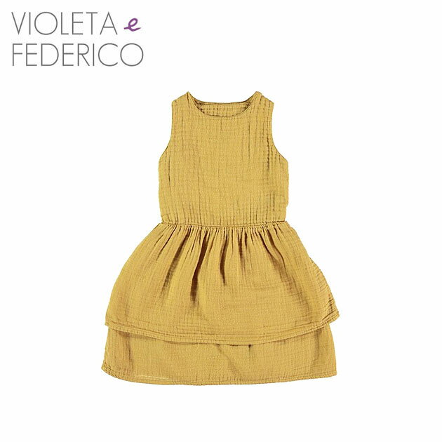 ≪Violeta e Federico≫ ヴィオレタ エ フェデリコ 無地 ワンピース ボックス イエローDRESS Solera Gas Fresa(Yellow) 子供 女の子 キッズ 3歳 4歳 100 110