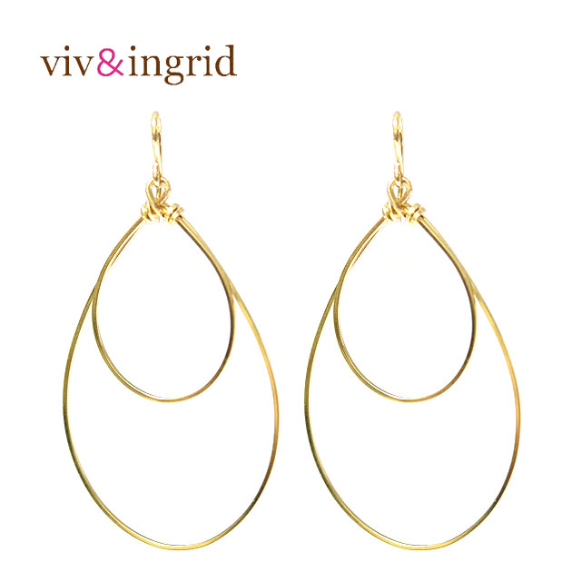 【再入荷】【楽天スーパーセール 20％OFF】≪viv ingrid≫ ヴィヴ＆イングリッド シンプルフープ ティアドロップ ピアス Teardrop hoop earrings (gold) レディース ギフト ラッピング