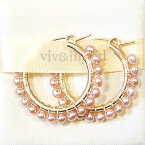 【再入荷】≪viv & ingrid≫ ヴィヴ&イングリッドピンクパール ラップフープピアス SMサイズ Wrap Hoop Earrings (Pink Pearl) レディース ギフト ラッピング