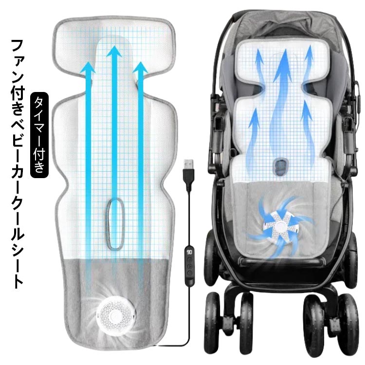 チャイルドシートマット ベビーカー モード ファン付き 夏 冷却 シート 扇風機 出産祝い 冷却 保冷シート ベビーシート 赤ちゃん シートファン ベビーカー 送風 吸風 クールシート 冷感 暑さ対策 ひんやり