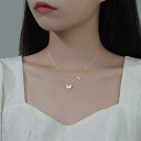 S999 純銀 蝶 ネックレス レディース リップチェーン ペタルチェーン インスタ映え 韓国風 ト ...