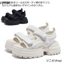 厚底 軽量 歩きやすい スポーツ レディース カジュアル 5cm スポーツサンダル 黒 スクエアトゥ マジックテープ 厚底サンダル 痛くない 履きやすい ストラップサンダル シンプル かわいい ブラック ホワイト サンダル