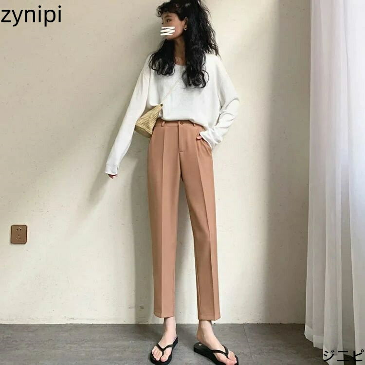 【15日までクーポン利用で5242円→3669円】送料無料 テーパードパンツ レディース 夏 細身 美脚 ウエストバックゴム オフィス 通勤 カジュアル ストレートパンツ 九分 パンツ ボトム 春 夏 レディース オフィス きれいめ