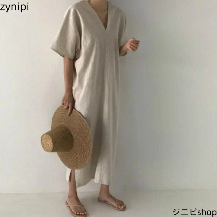 送料無料 スキッパー ワンピース 春夏 ワンピース カジュアル 大人可愛い スキッパー ナチュラル 体型カバー 大人女子 大人可愛い きれいめ