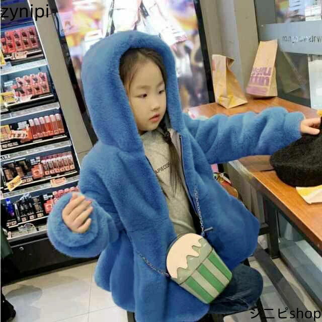 ファーコート キッズ アウター ファージャケット ペプラム フェイクファー ジャケット コート ふわふわ もこもこ フード付き ベビー服 子供服 女の子 赤ちゃん ボアジャケット 秋冬 キッズアウター 厚手 防寒 保温 暖かい 冬服 フレア裾 かわいい
