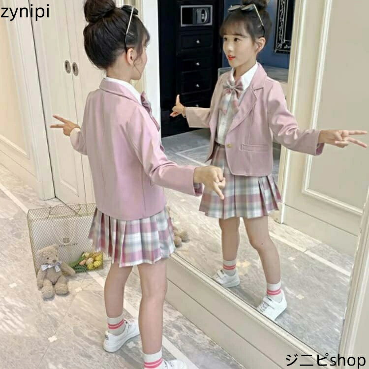 制服 子供 女の子 テーラードジャケット シャツ リボン 3点セット 小学生 学生服 上下セット 可愛い 女子 スクール 学生服 小学校制服 小学生制服 通学 フォーマル 学園祭 コスプレ 衣装 仮装 コスチューム衣装 送料無料